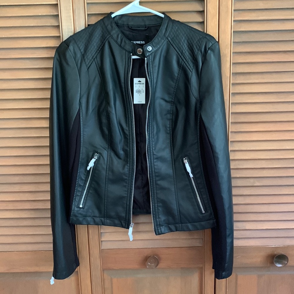 Faux leather coat